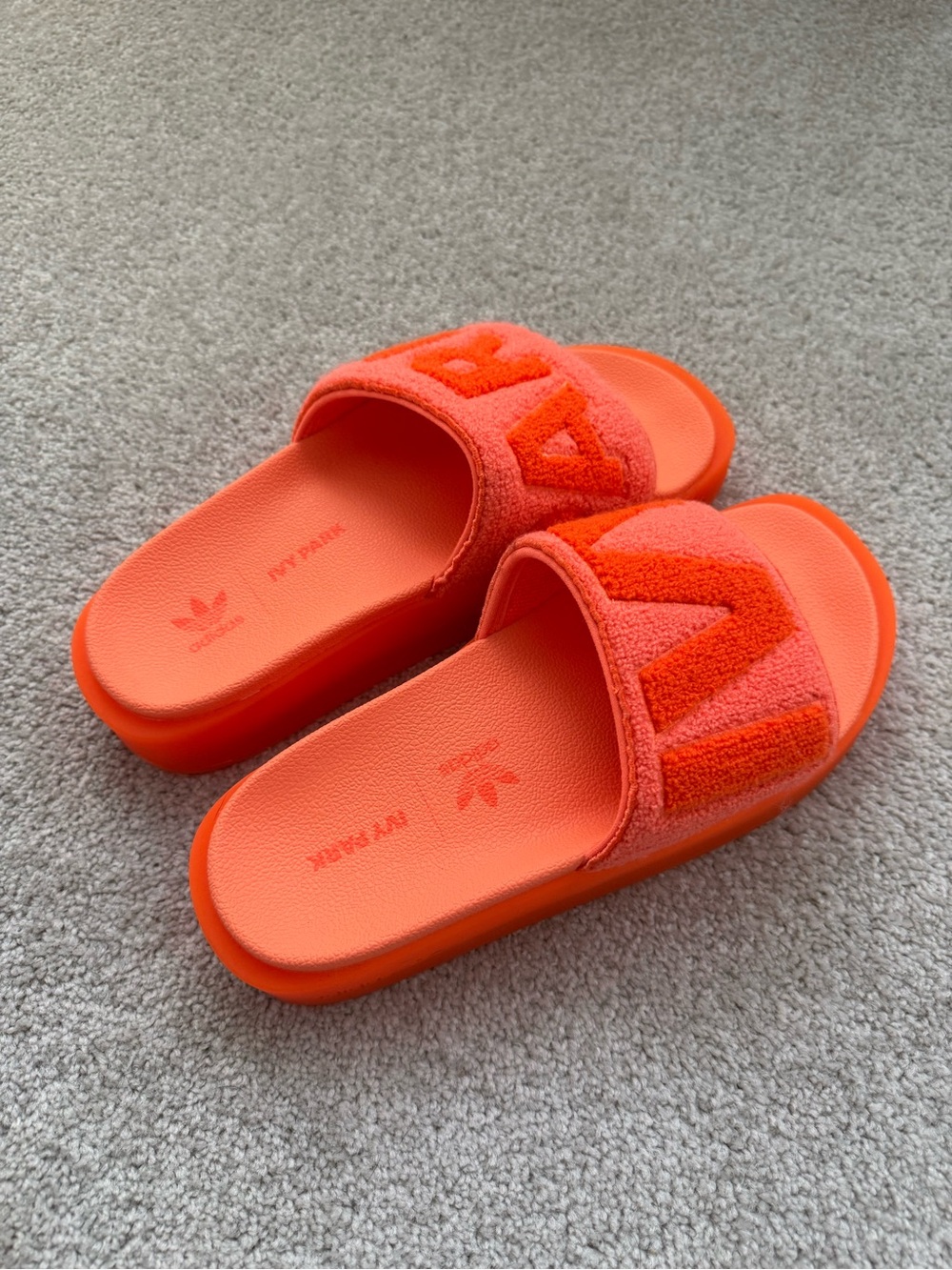 adidas Orange Terry Slides for Women